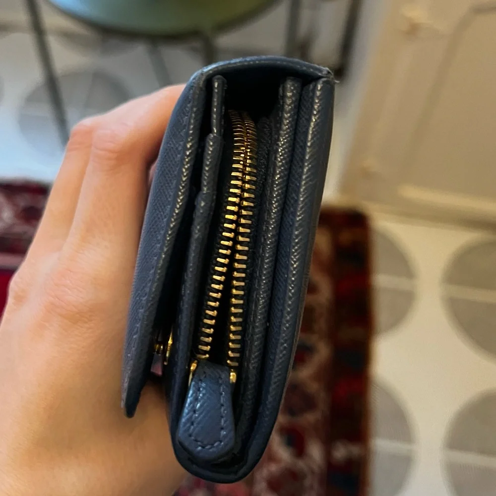 Authentic Prada Continental Wallet with Removable Card Sleeve - Navy Blue - Picture 11 of 13